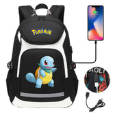 Pokemon Squirtle USB Charging Backpack School NoteBook Laptop Travel Bags